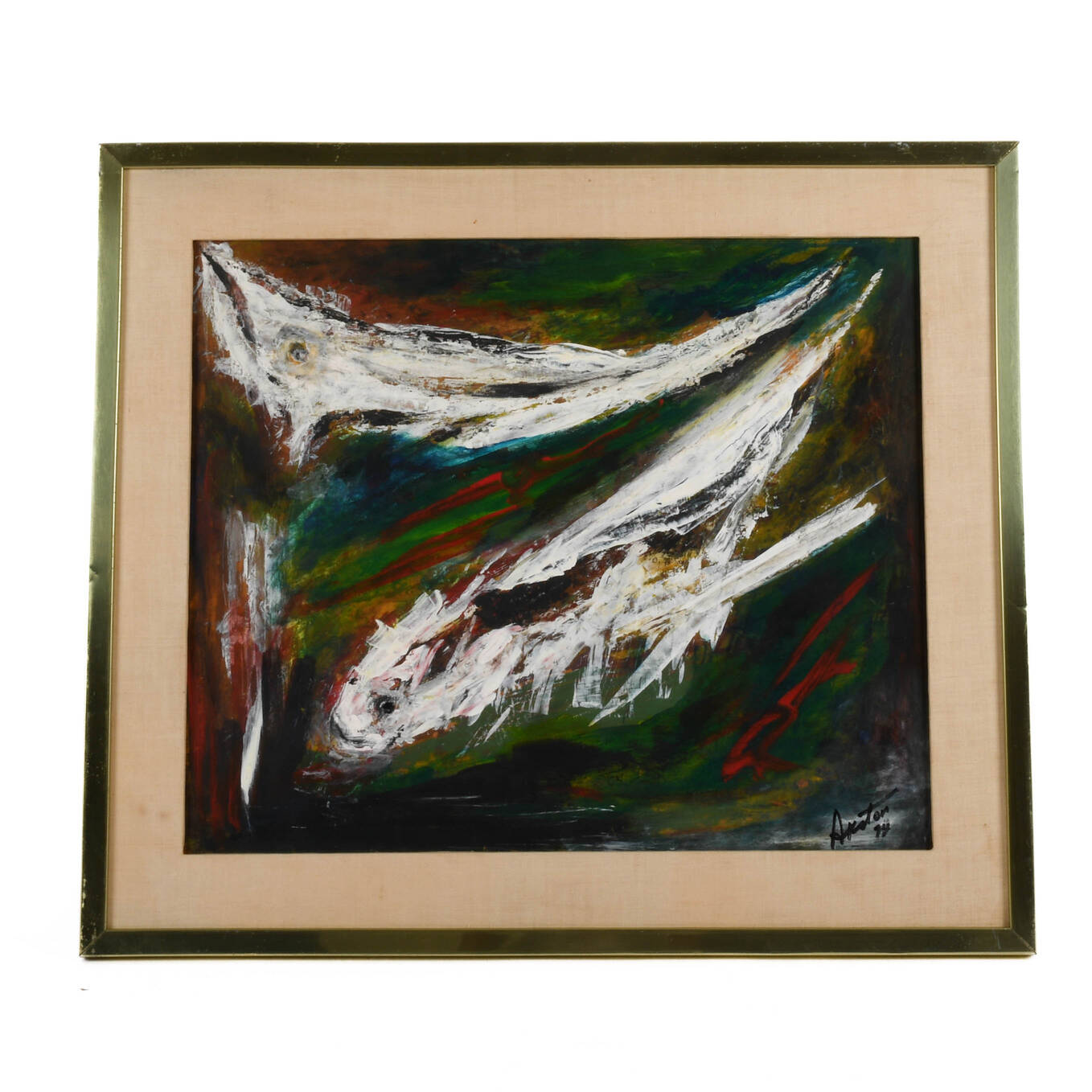 Framed J. Akston Untitled 1974 Acrylic on Board