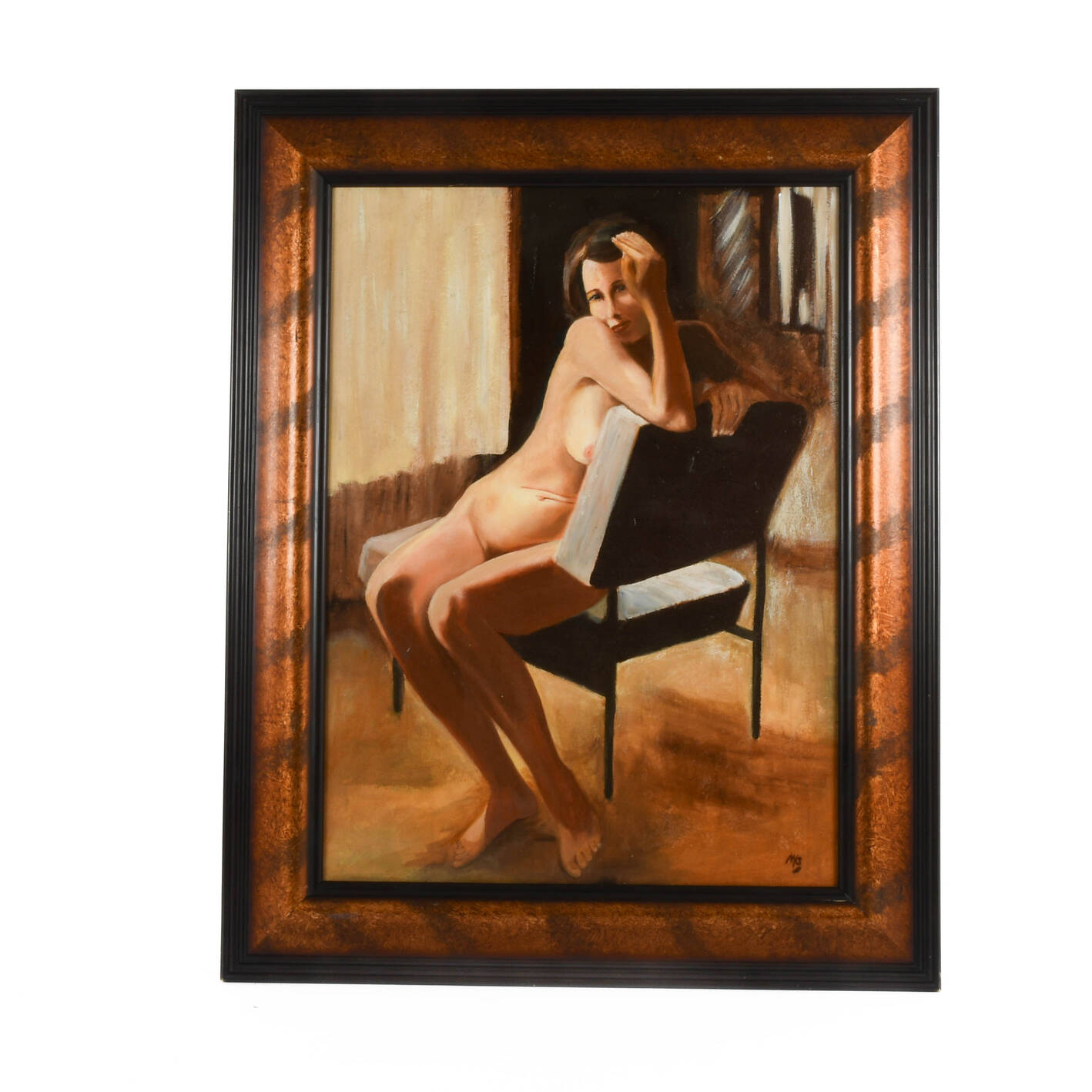 Framed Signed Marc Olivier Grégoire "Bashful Model" Oil on Canvas