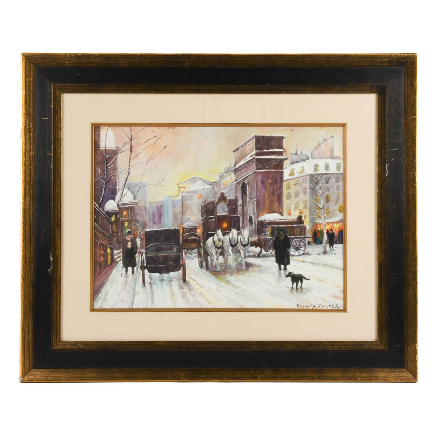 Framed Signed Snowy Square Print by Edouard Léon Cortès