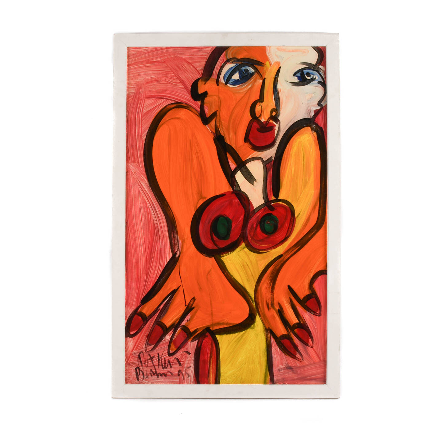 Framed Signed Peter Keil Expressionist "Dreaming Housewife 1995" Mix Media
