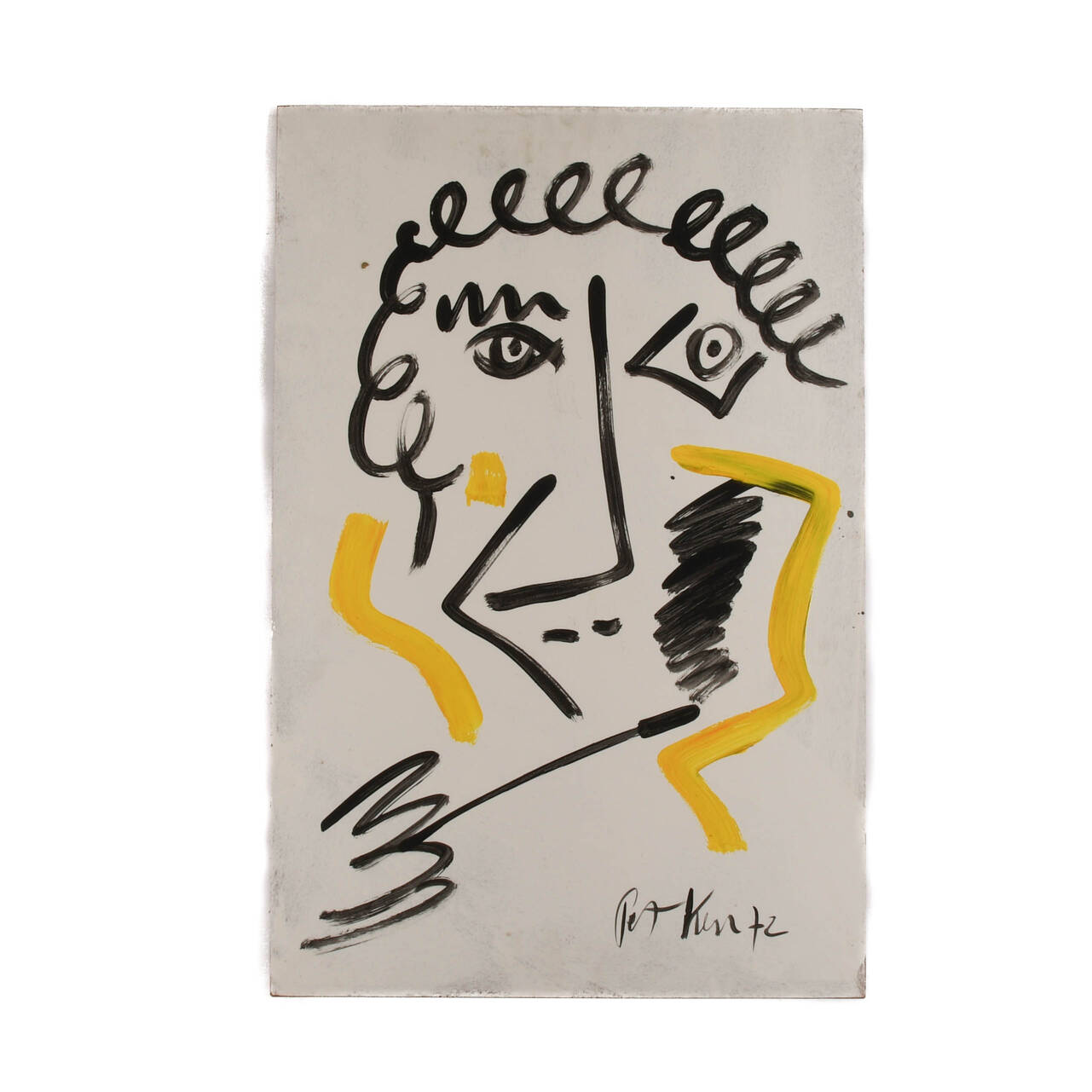 Signed Peter Keil "Linear Emotions 72" Mix Media on Masonite