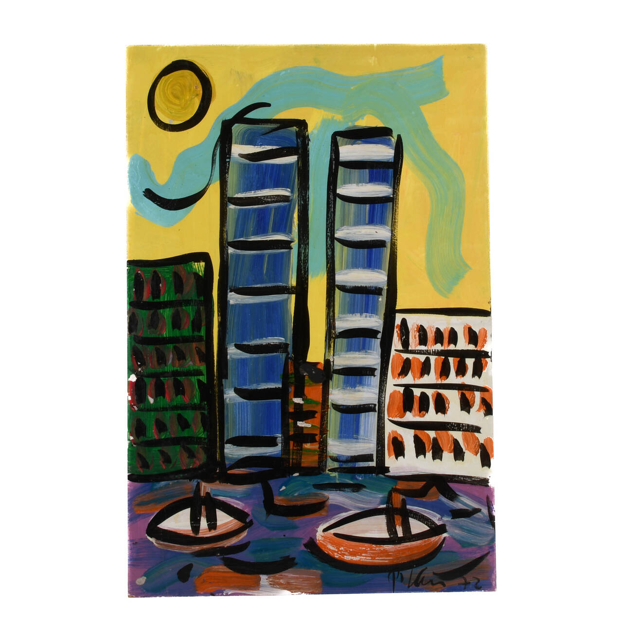 Signed Peter Keil "New-York" Mix Media on Masonite