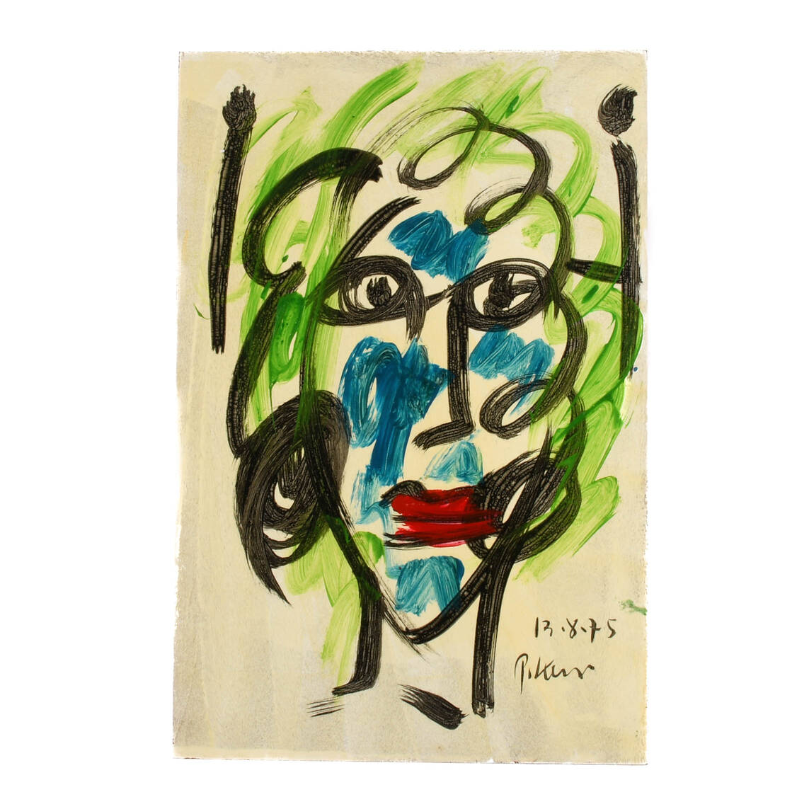 Signed Peter Keil "Echoes in Green and Blue" Mix Media on Masonite