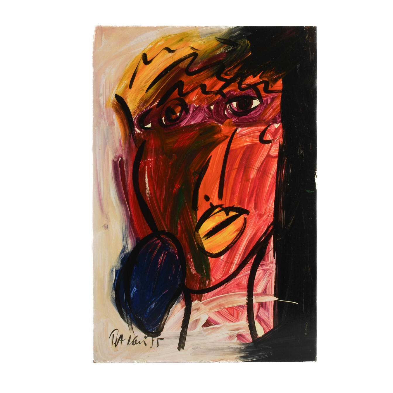 Signed Peter Keil "The Crimson Shadow 85" Mix Media on Masonite