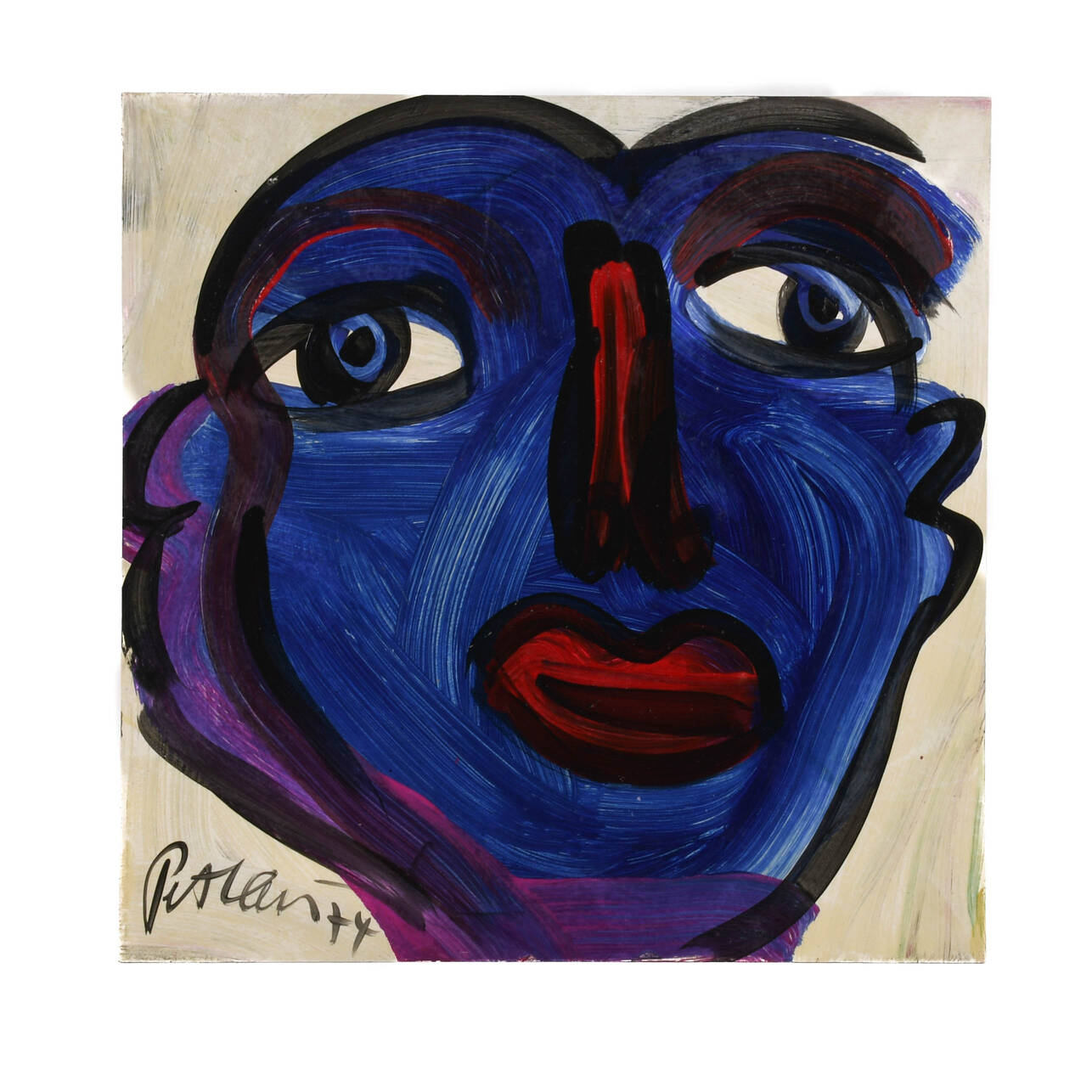 Signed Peter Keil "Face of Midnight 74" Mix Media on Masonite