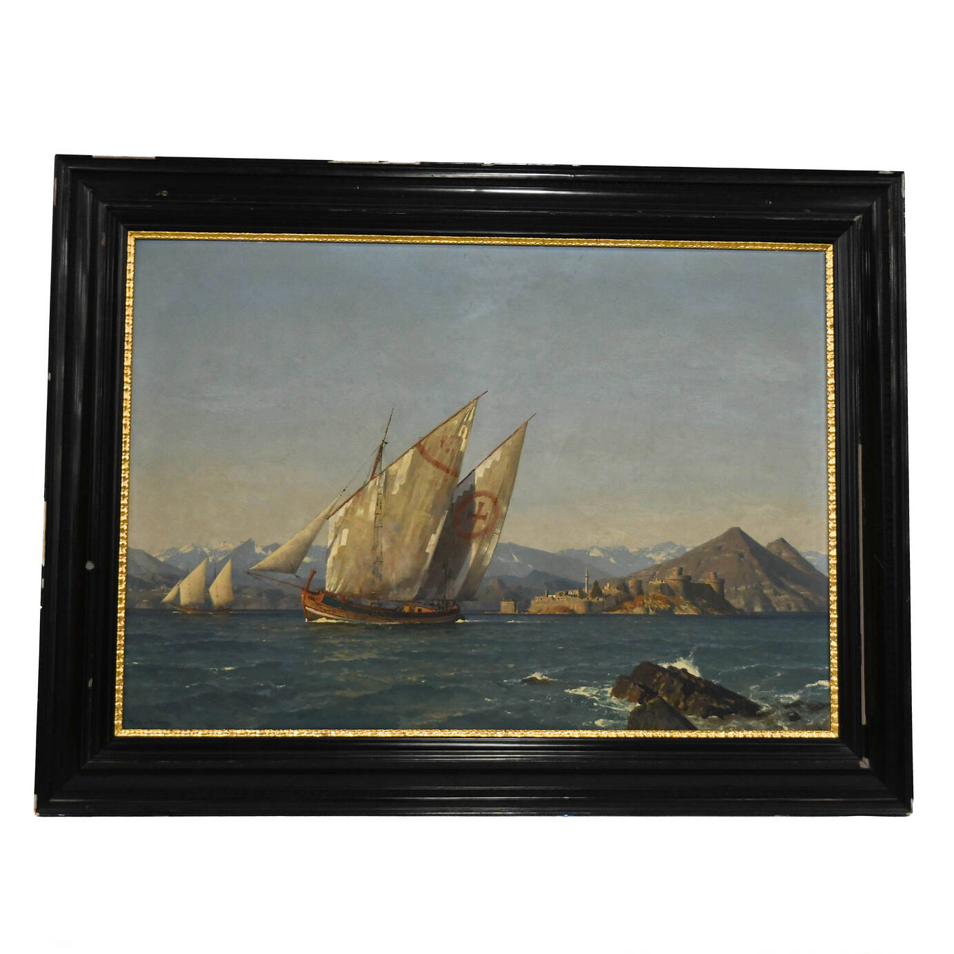 Signed Michael Zeno Diemer Oil on Canvas "On the Skutari Lake, Albania