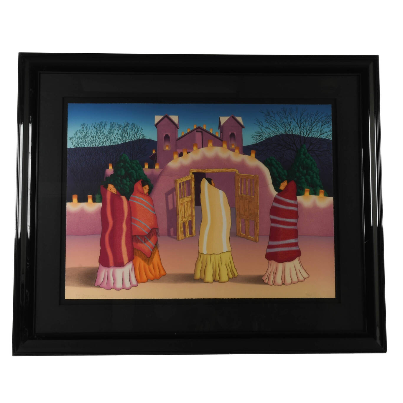 Framed Signed R.C. Gorman Limited-Edition "Luminarias" Lithograph