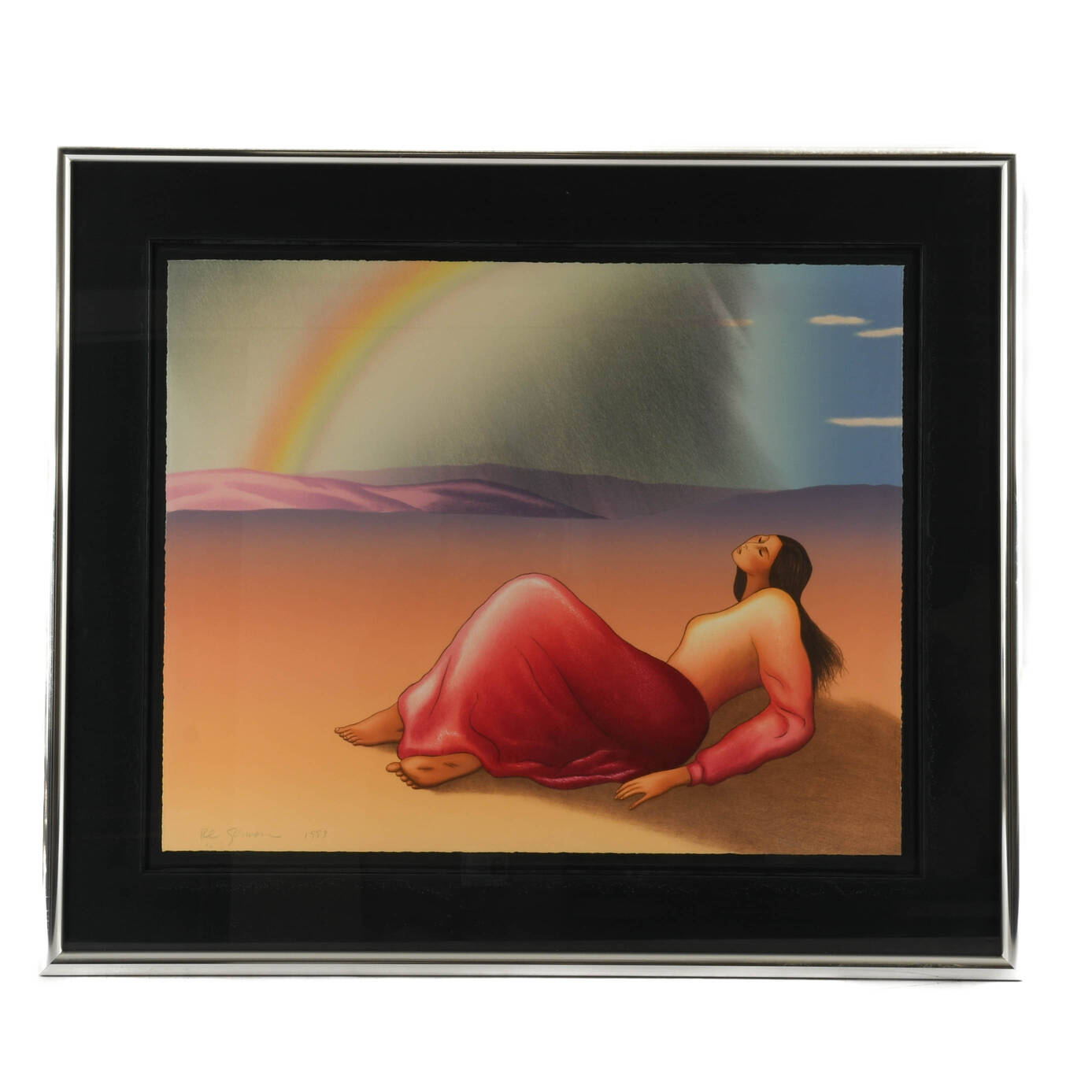 Framed Signed R.C. Gorman Limited-Edition "Rainbow" Lithograph