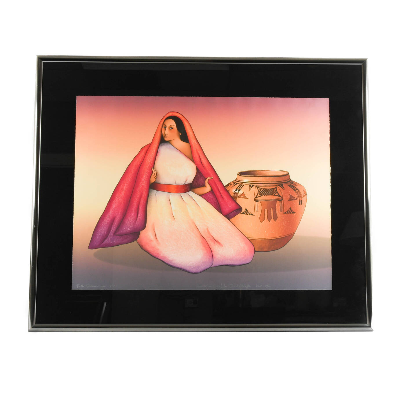 Framed Signed R.C Gorman Lithograph "Harvest Jar"