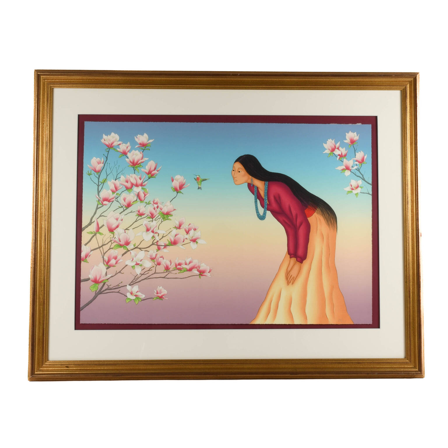 Framed Signed R.C Gorman Limited-Edition 54/150 Lithograph "Tulip Tree"