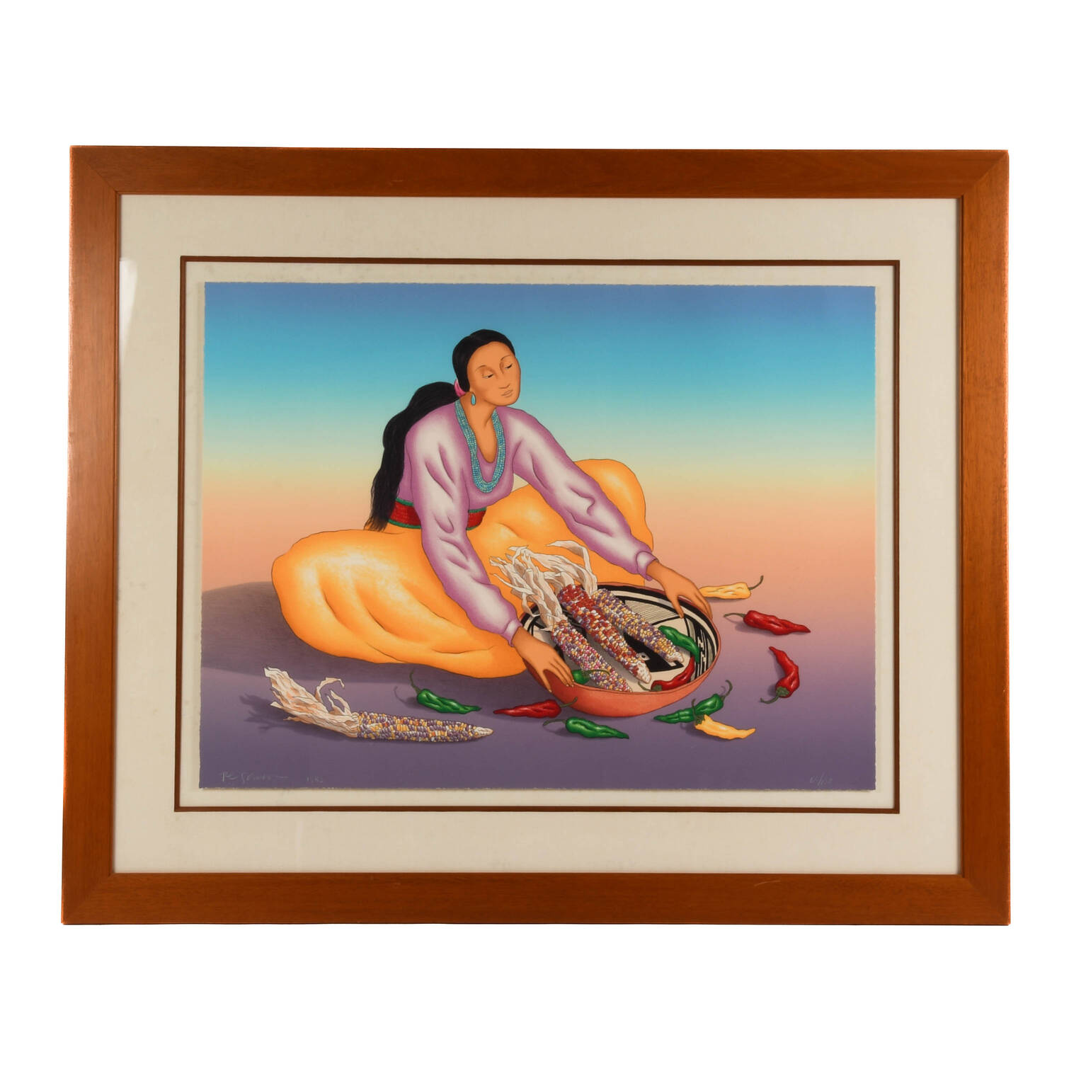 Framed Signed R.C Gorman Limited-Edition 60/150 Lithograph "Maize Azul"