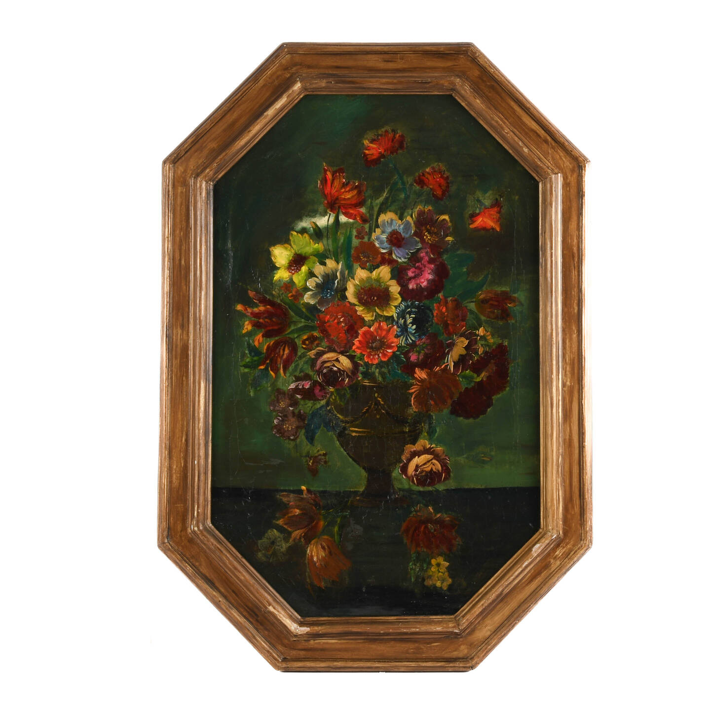 Framed Antique Floral Arrangement Oil on Canvas
