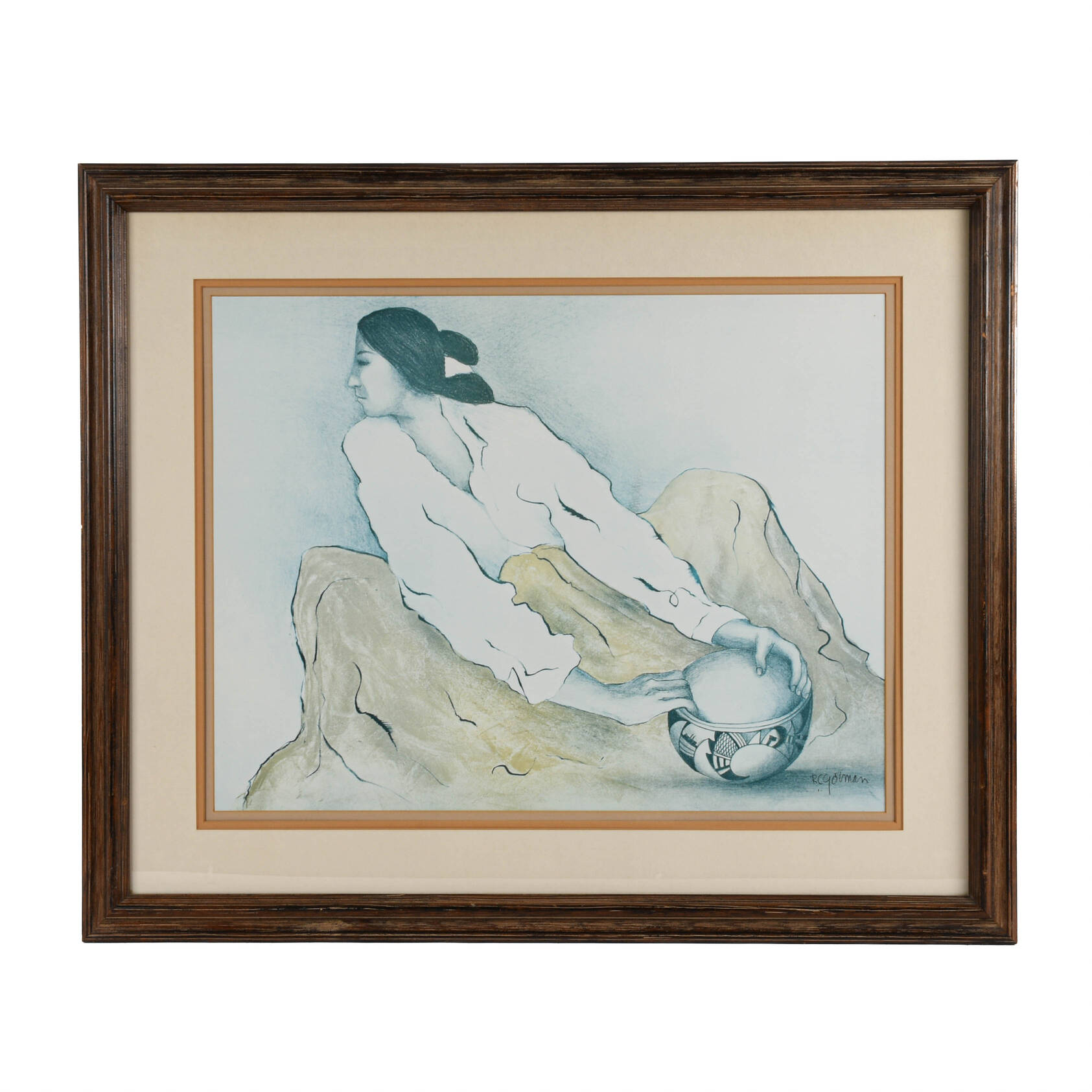 Framed R.C. Gorman "Hands of History" Print