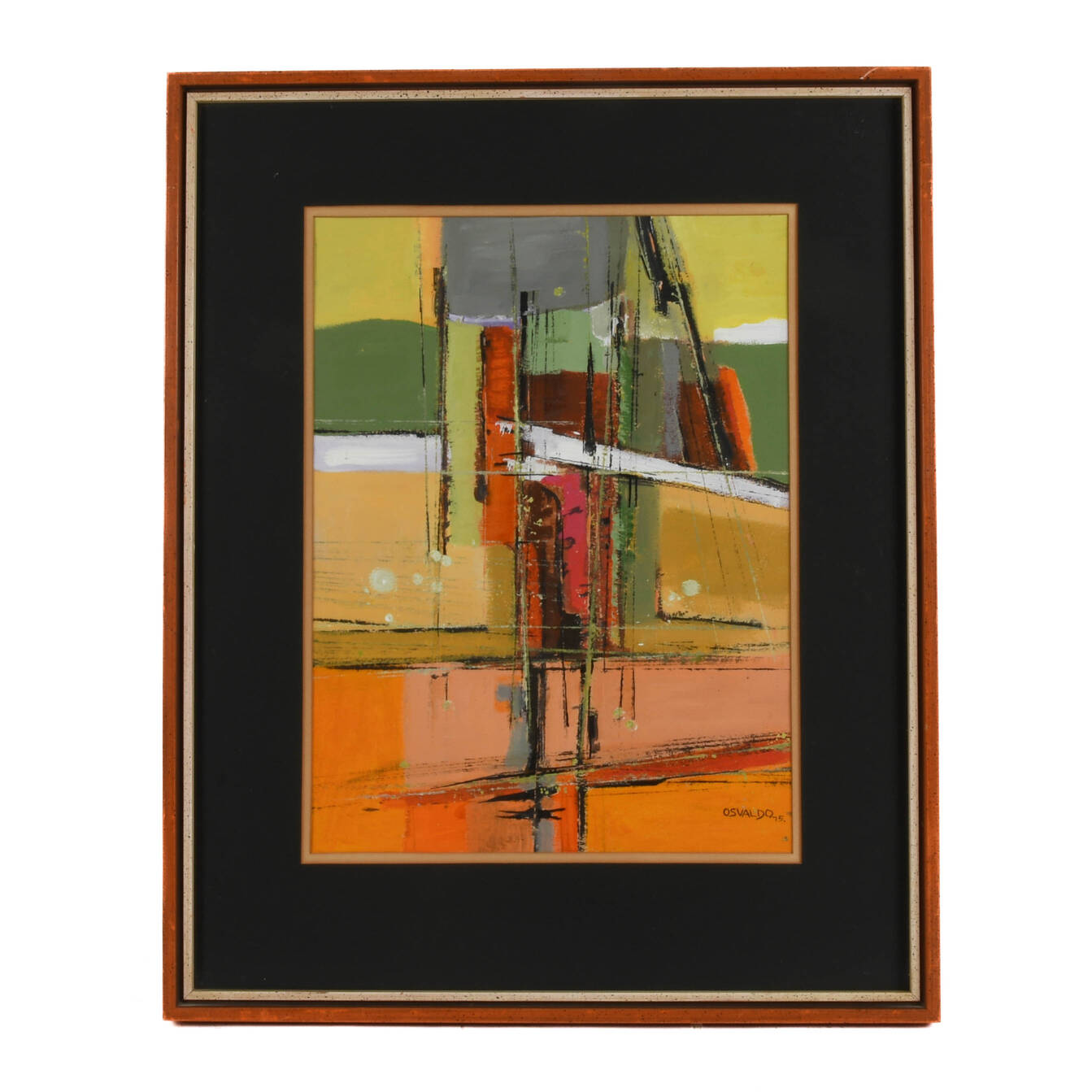 Framed Signed Osvaldo Gutierrez Untitled Abstract Oil Painting