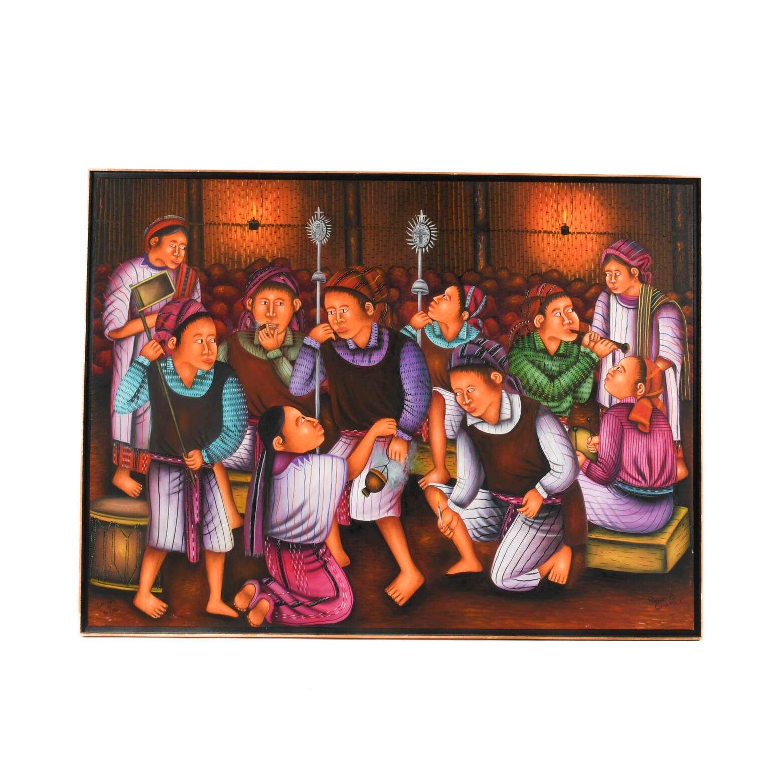 Framed Signed Pascual Pur Gonzalez Guatemalan Mayan Artwork
