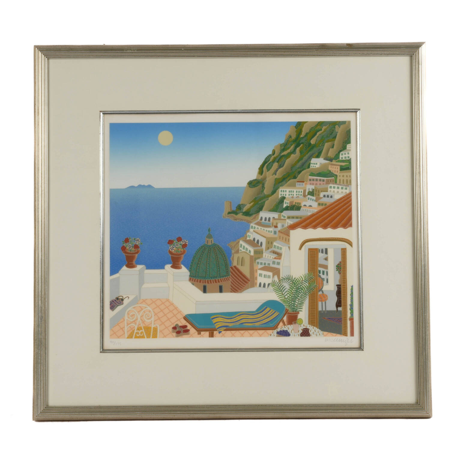 Signed Thomas McKnight "Positano Terrace" Limited-Edition Lithograph