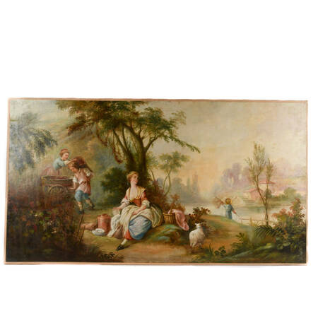 Antique Pastoral Reverie In the Manner of Jean-Baptiste Joseph Pater Oil