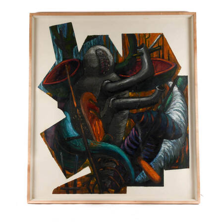 Framed Signed Sandy Winters "Untitled" Mixed Media on Paper