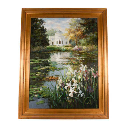 Framed Signed Zhao Song The Garden at Chateau de Bagatelle Oil on Canvas