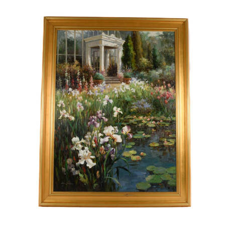 Framed Signed Zhao Song The Conservatory Garden Oil on Canvas