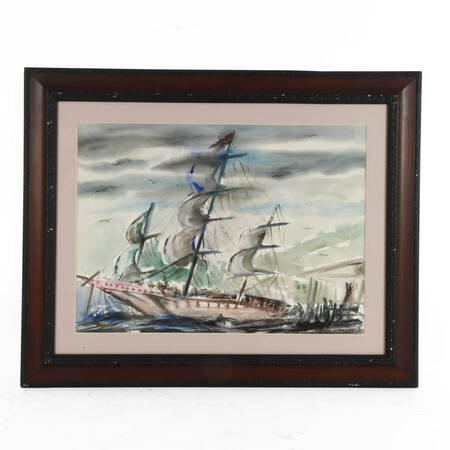 Framed Signed Maurice Logan Nautical Watercolor