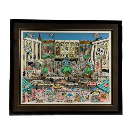 Framed Signed Charles Fazzino "Brunch at the MET" Mixed Media on Paper