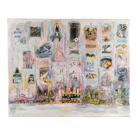 Signed Anita Baldwin Broadway Musical Mixed Media Montage on Canvas