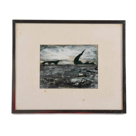 Framed J. Akston "Fight of the Dinosaurs" Artwork