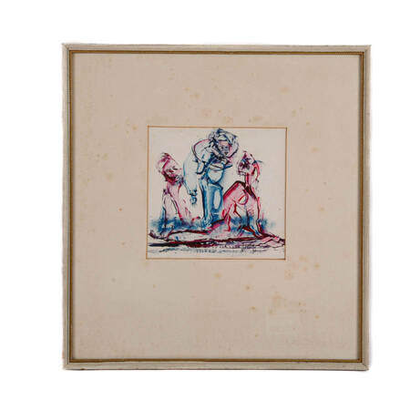 Framed J. Akston "Friendly Chatter, 1970" Oil on Paper
