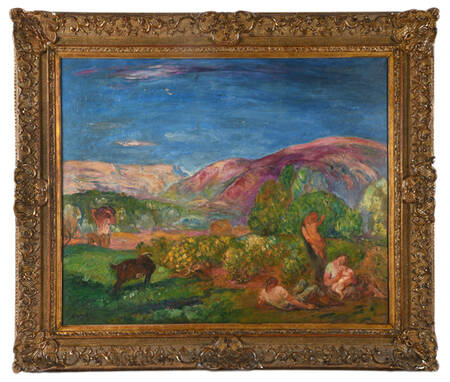 Framed Signed "Maternitate" Oil on Canvas After Mihail Simonidi