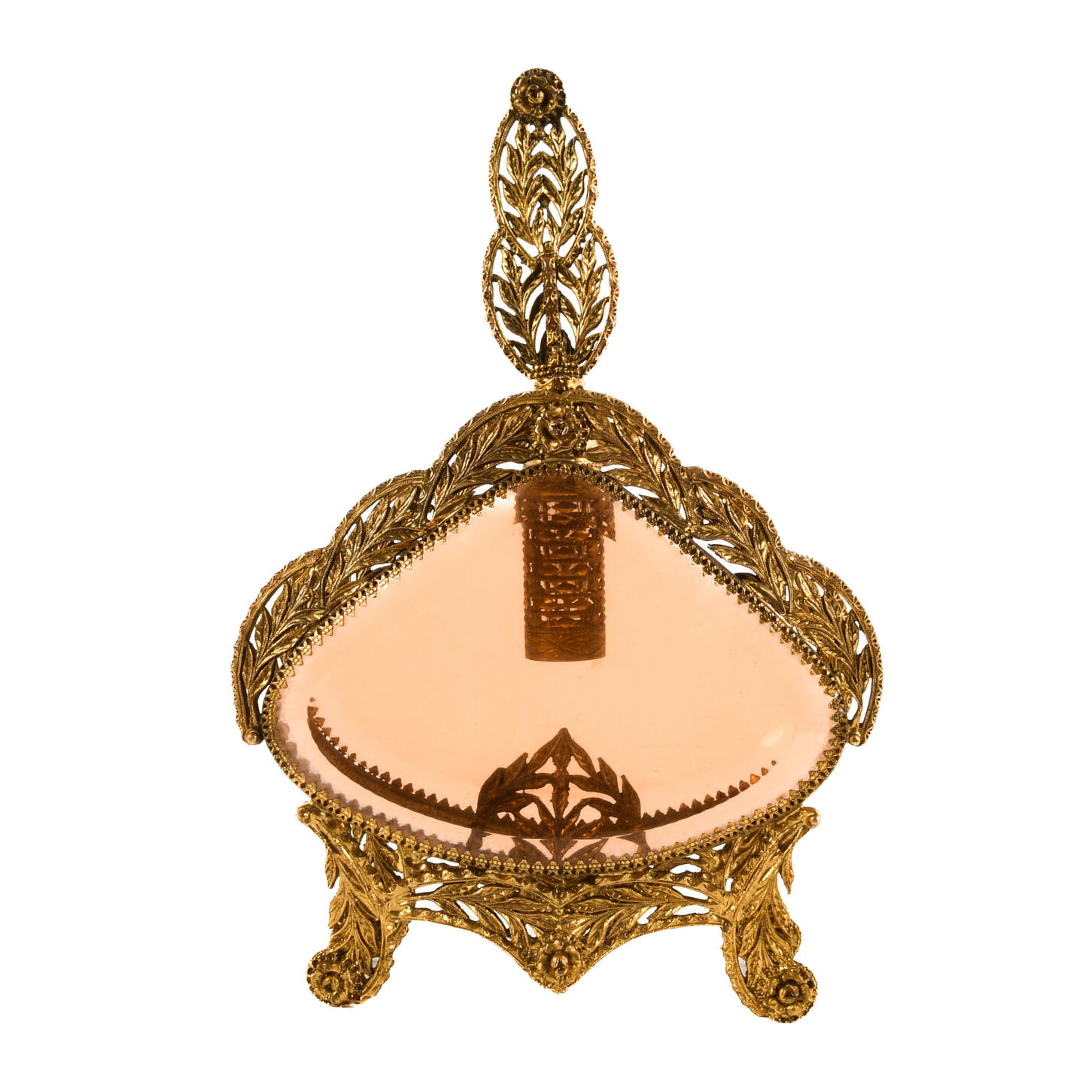 Gold Filigree Hollywood Regency Perfume Bottle