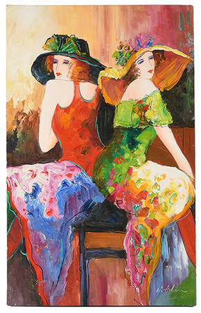 Signed W. Adain Paint on Canvas Style of Tarkay