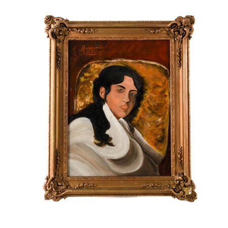 Framed Signed "The White Shawl" Oil on Canvas