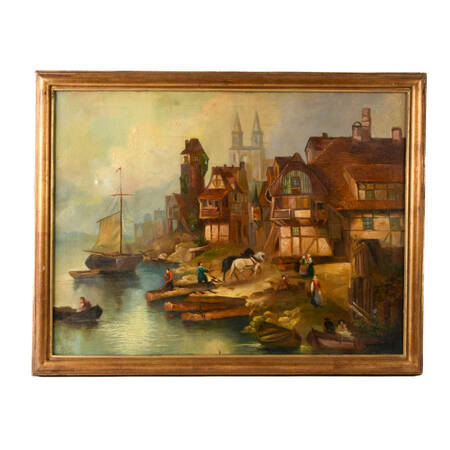 Signed George Briston "On The Banks Of The Scheldt River" After Meyerheim