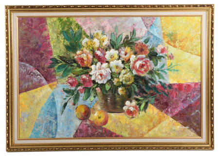 Framed Signed L. Freeman Petals and Patterns Artwork