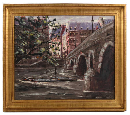 Framed Signed Bridge Over Troubled Waters Oil on Canvas