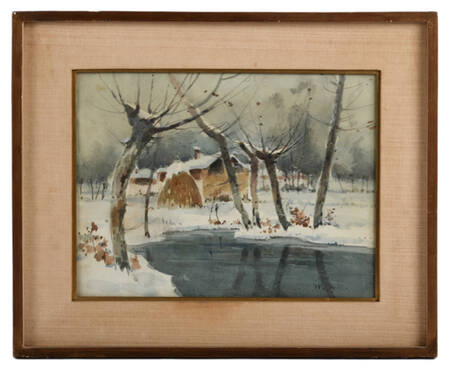 Framed Signed Frost and Reflection Watercolor