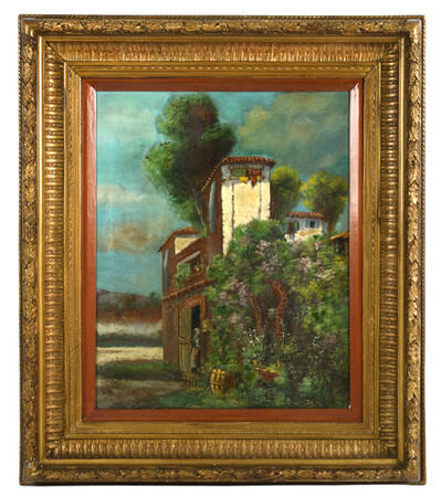 Framed "Green Country Villa" Oil on Canvas