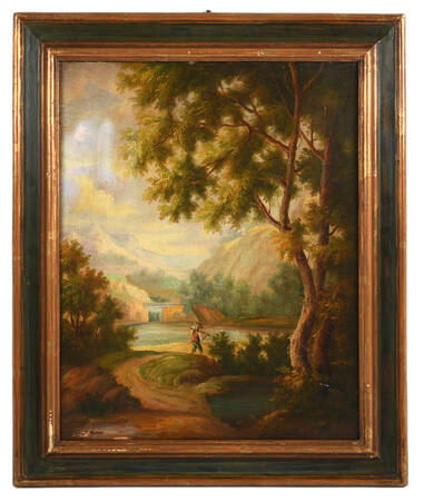 Framed Signed Wanderer in the Hills Oil on Canvas