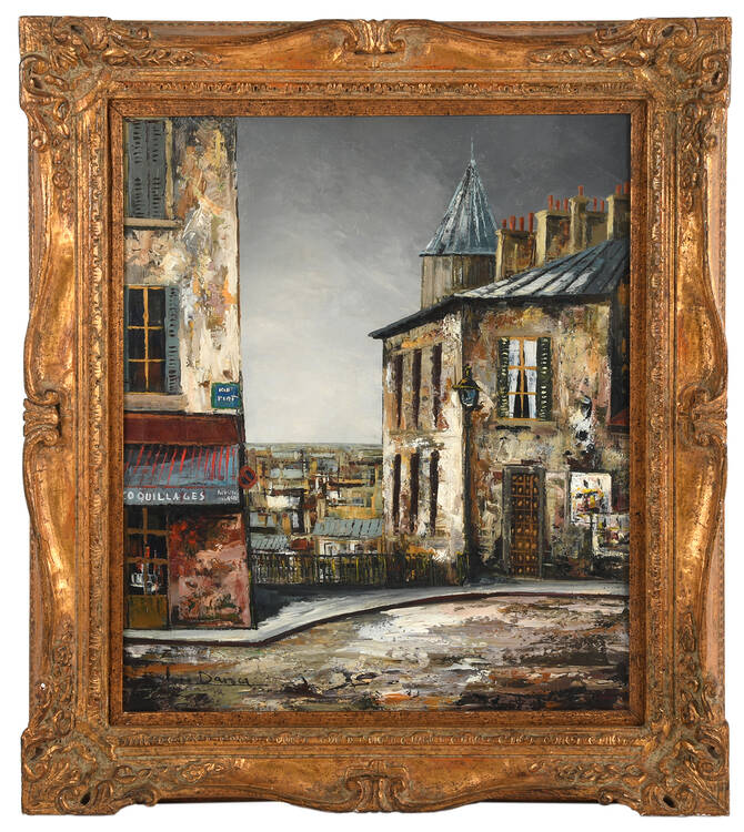 Framed Signed Jose Daroca "Rue Piat Paris" Oil on Canvas