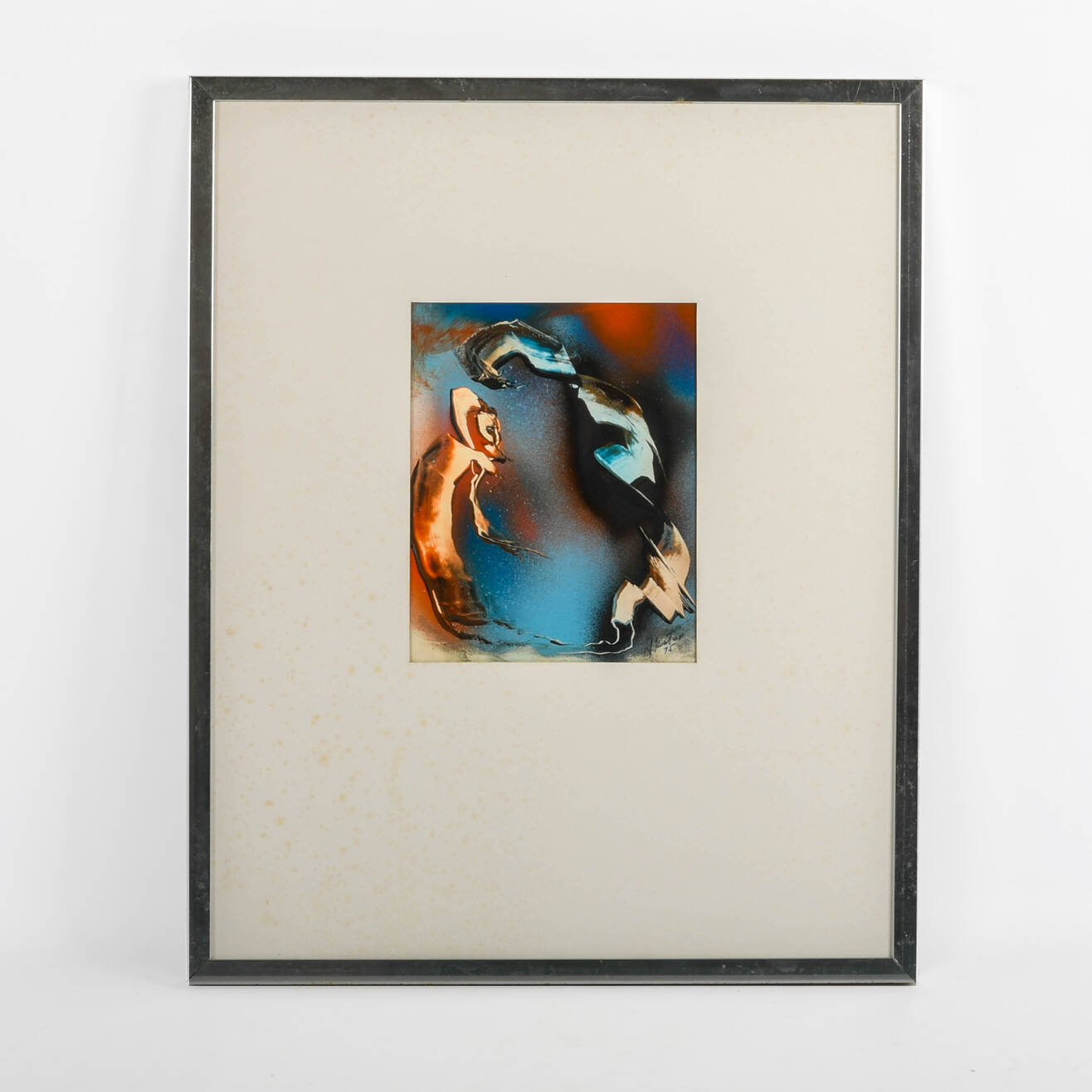 Framed J. Akston "Phantom Figures" Enamel on Paper