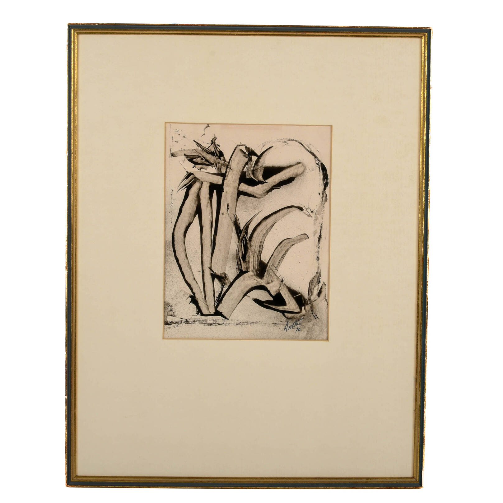 Framed Signed J. Akston Mixed Media "New Habitat, 1970"