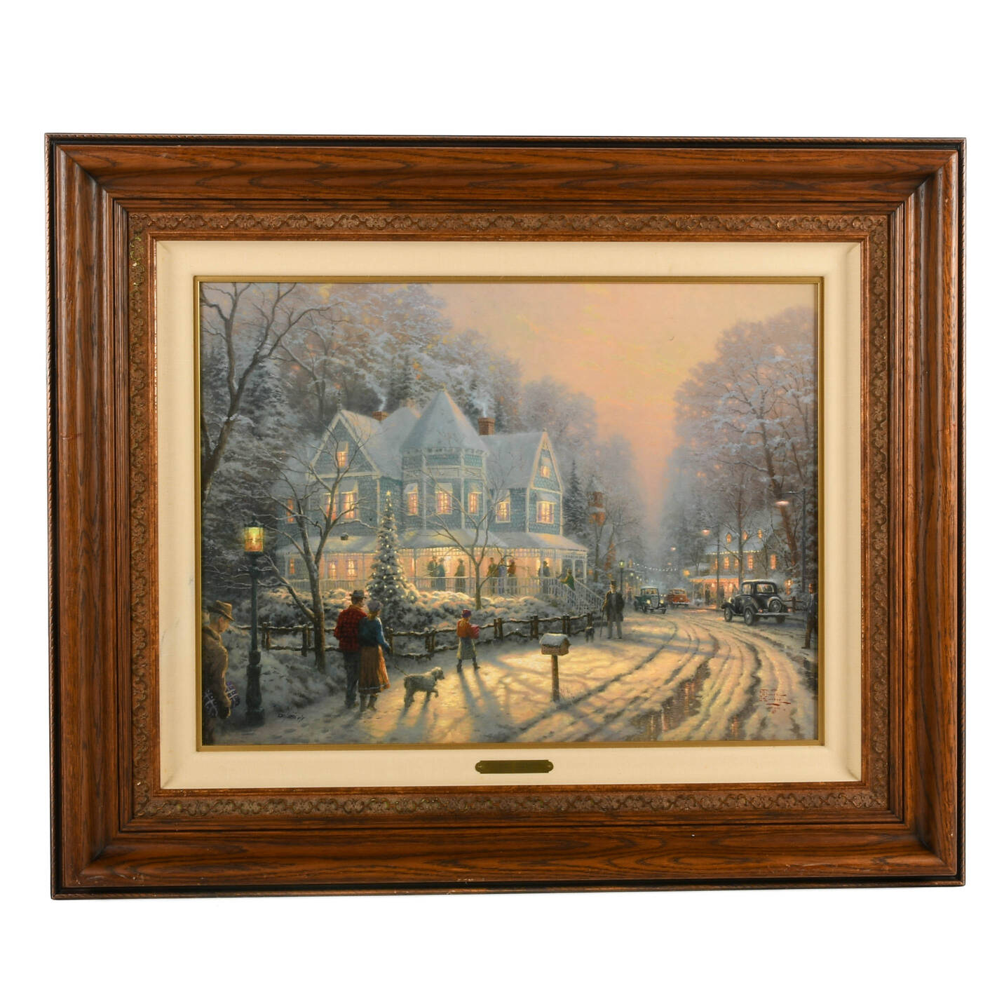 Framed Signed Thomas Kinkade "A Holiday Gathering" Canvas Print
