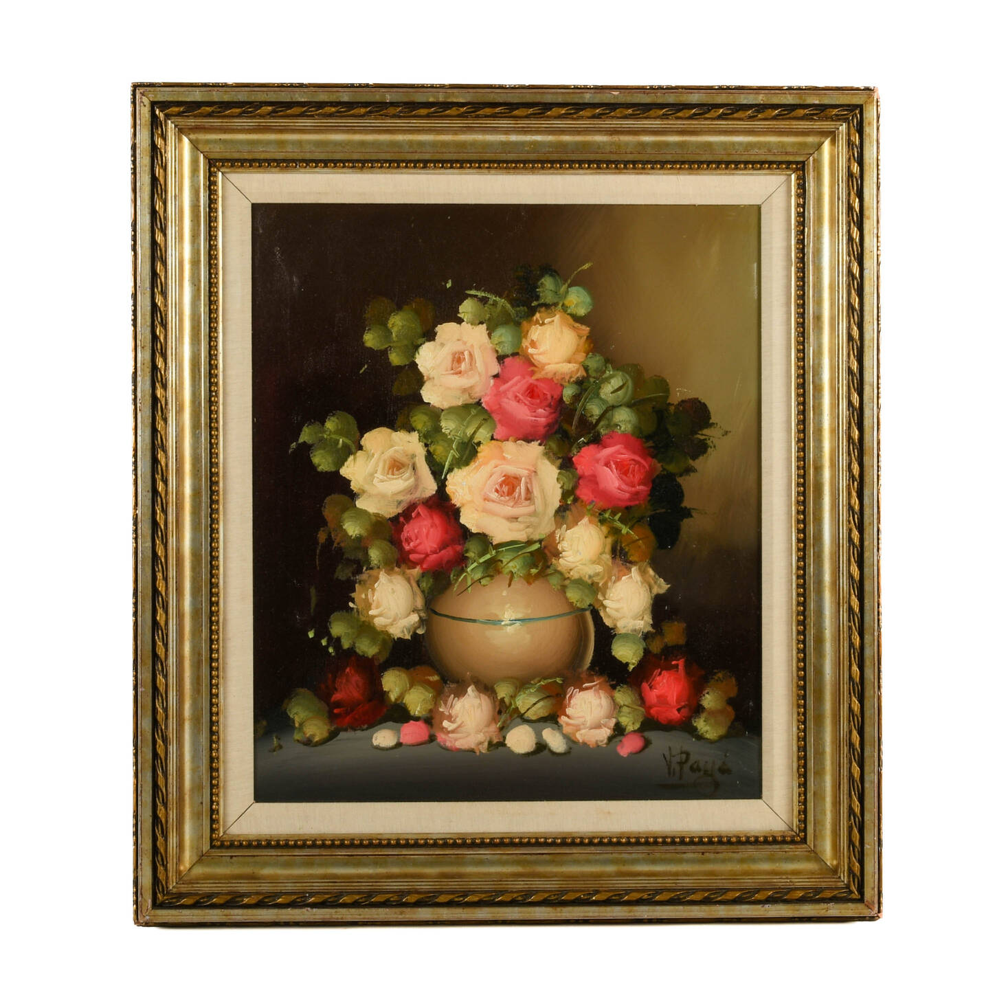 Framed Signed V. Paya Floral Still Oil on Canvas