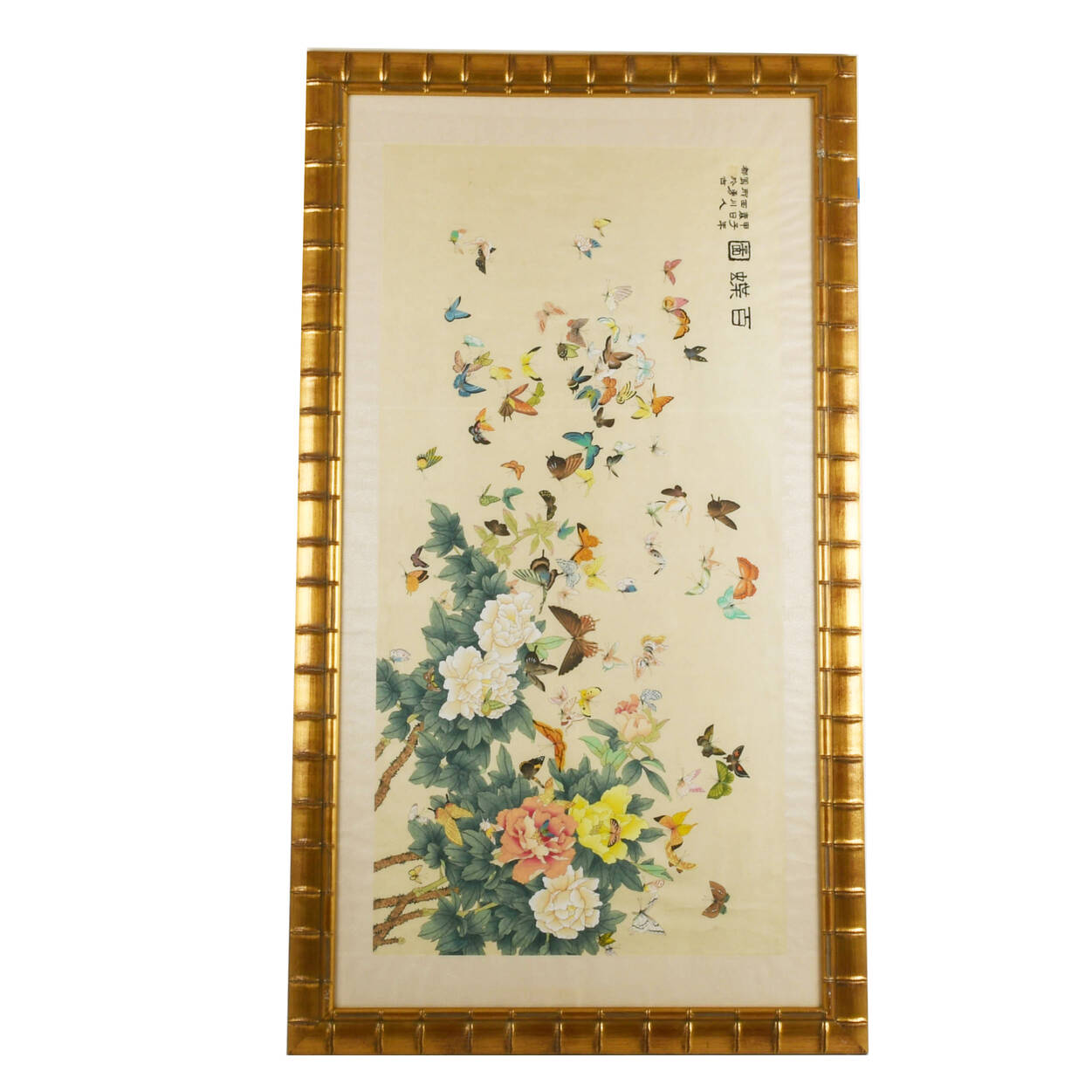 Japanese Hand-Painted "One Hundred Butterflies" Silk Panel