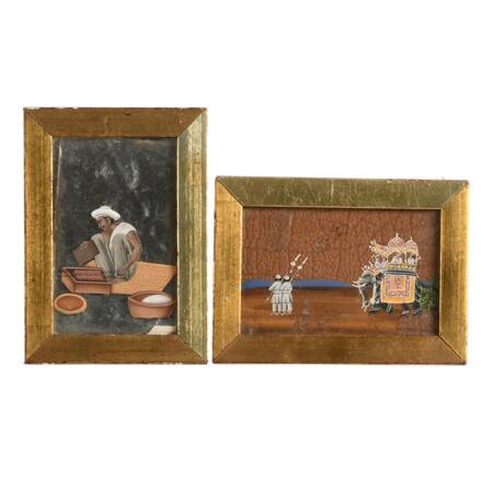 Pair of Hand-Painted Indian Miniature Paintings