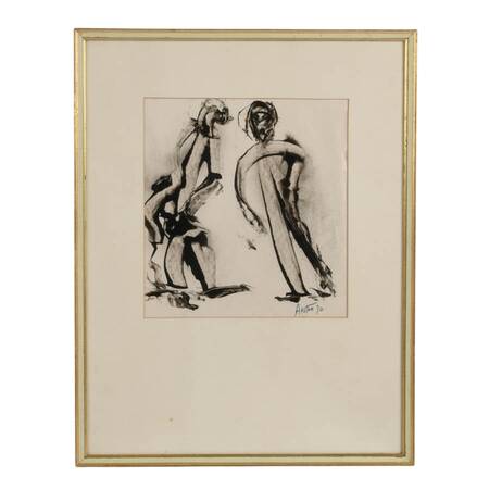 Framed J. Akston "Skaters" Acrylic on Paper