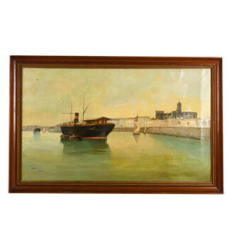 Antique Framed Signed Adolfo Giráldez Peñalver Oil on Canvas "Málaga"