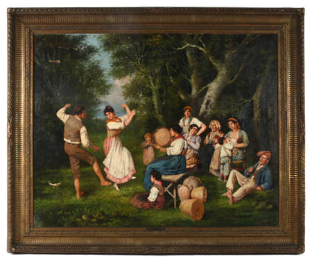 Framed Signed Circle of Laughter and Song Oil on Canvas