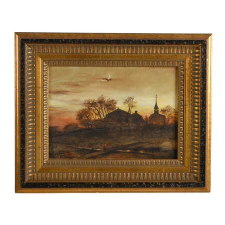Framed Oil on Board After George Herbert McCord's Under Moonlight
